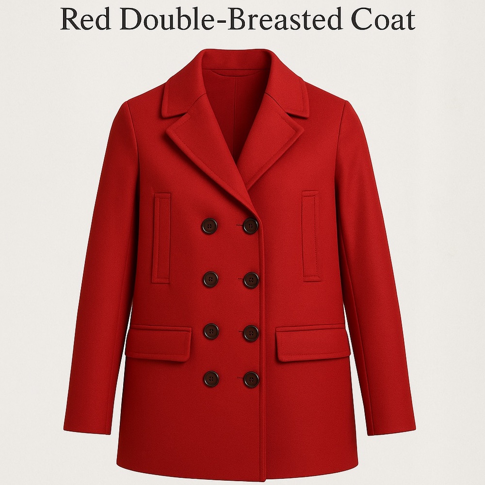 Piazza Sempione Red Wool Double-Breasted Coat – Made in Italy Size 40 - Picture 2 of 16
